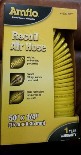 Amflo 4-50E-RET Yellow 200 PSI Nylon Recoil Air Hose 1/4&#034; x 50&#039; With 1/4&#034; MNPT