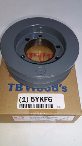 TB Woods 5YKF6 V-Belt Pulley, Detachable, 2Groove, 5.15&#034;OD