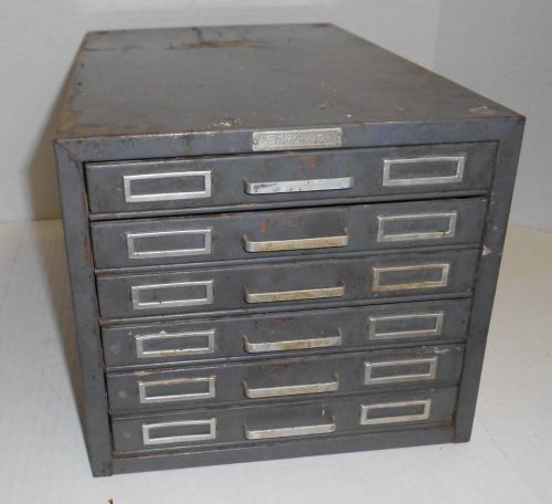 VINTAGE GRAY MID CENTURY OFFICE STEELMASTER 6 DRAWER FLAT FILE METAL CABINET USA