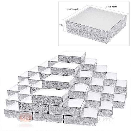 50 Silver Foil View Top 3 1/2&#034; X 3 1/2&#034; Cotton Filled Gift Boxes Jewelry Box