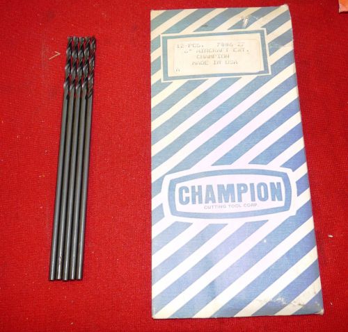 Champion 7006 #27  LOT OF 5 HSS Aircraft Drill 6&#034; OAL 135 DEG USA Made