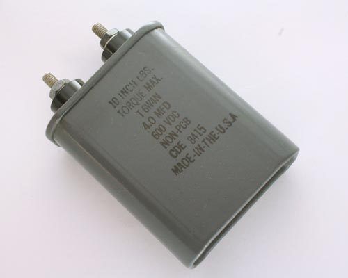 1x 4mfd 600VDC Hermetically Sealed Oil Capacitor 4uf 600V 600 Volts DC CDE