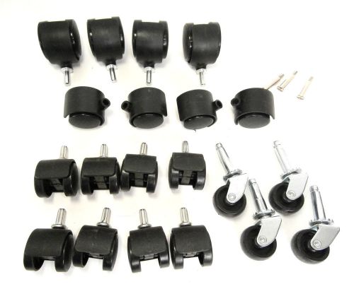 Wheel Caster Assortment Lot 5 Sets of 4 Casters Black Plastic Caster Wheels New