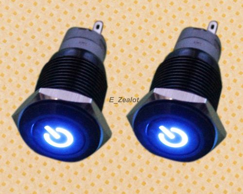 2pcs Blue 19mm 12V LED Latching Push Button  Power Switch