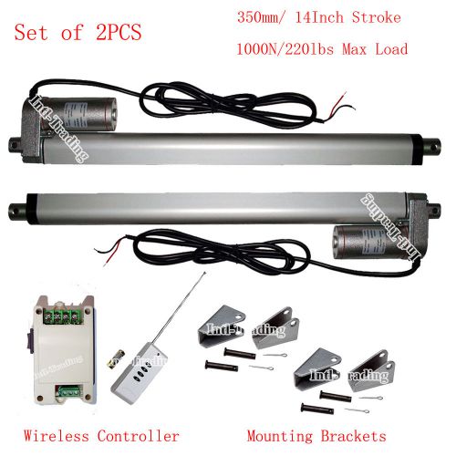 2PCS DC12V 350mm 14&#034; Stroke 1000N 220lbs Linear Actuators &amp;Wireless Control Kits