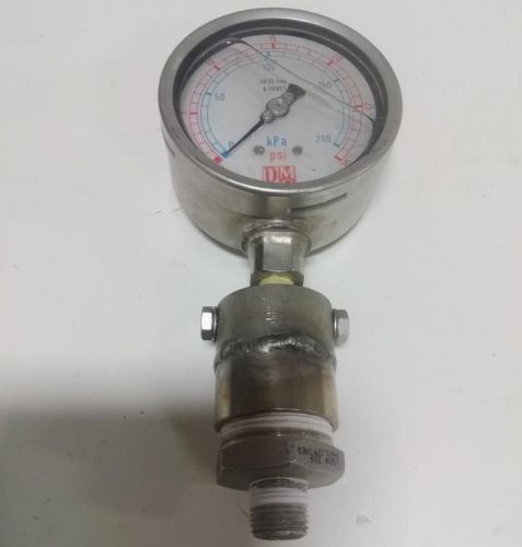 PMC 0-30PSI 0-200kPa 316 SS TUBE &amp; SOCKET GAUGE