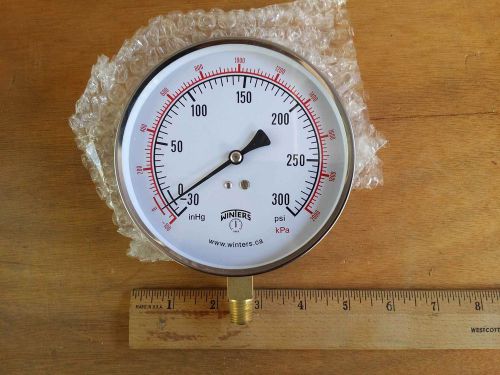 Winters Vacuum/Pressure Gauge # 334 4 1/2&#034; 1/4 NPT -30&#034; inHg / 300 PSI/KPA NEW