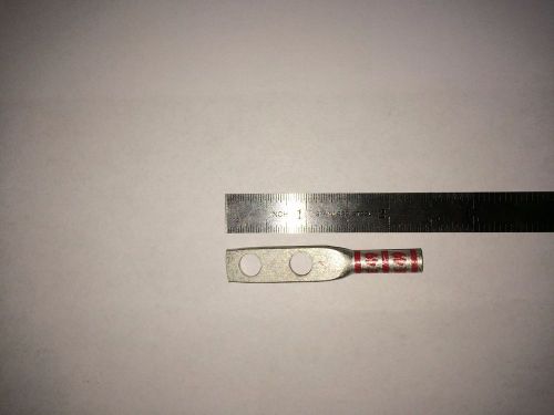 Burndy yaz8c2tc14fx straight tongue compression lug; 2 hole, 8 awg copper for sale