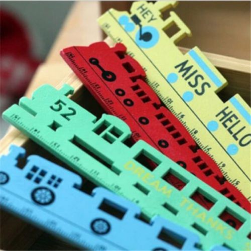FD2417 Retro Train Style Wooden Ruler Stationery Wood Ruler Scale Ruler ~1pc~ ?