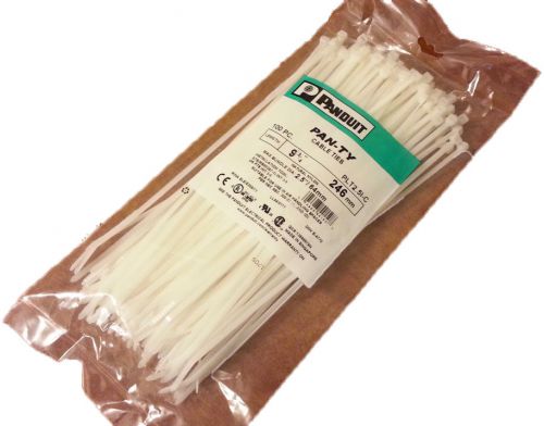 Panduit PLT2.5I-C 9-3/4inch PAN-TY Natural Nylon 6.6 Cable Ties 40lb QTY-100 NEW