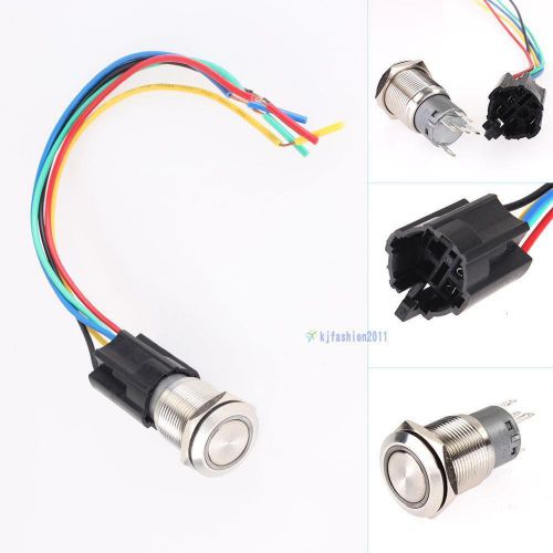 New 19mm 12V 5A Car Blue LED Light Angel Eye Push Button Metal Switch Sales KJ