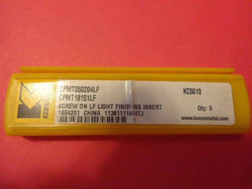 KENNAMETAL 5 CARBIDE FINISHING INSERTS CPMT18151LF 18151 KC5010 CPMT050204LF