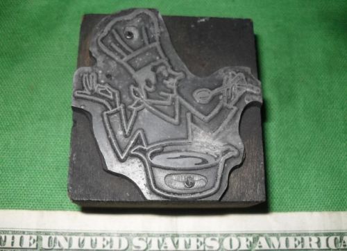 Vtg. Printer&#039;s Block Metal on Wood Medium BAKER/CHEF 2&#034; X 1 3/4&#034; Nice!!!