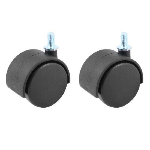 Office computer chair black plastic 2&#034; caster roller wheel 2pcs for sale