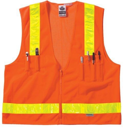 Ergodyne GLoWear? 8250ZHG Class-2 Hi-Gloss Surveyors Vest, Orange,