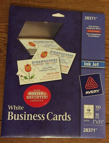 Avery Ink Jet Printer White Business Cards 28371 - 100 2&#034;x3-1/2&#034; Cards