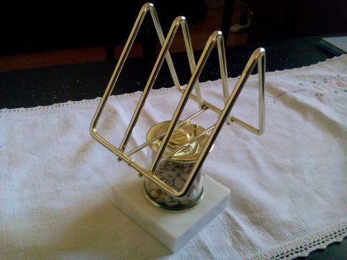 CADDIE CREATIONS Carrara Marble Base Desktop Mail File Letter Organizer~Italy