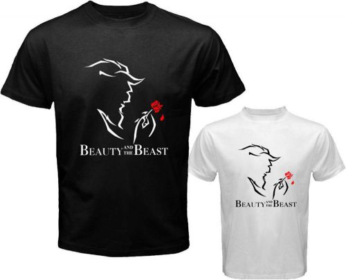 BEAUTY AND THE BEAST Broadway Musical Show Men&#039;s White Black T-Shirt Size S-3XL