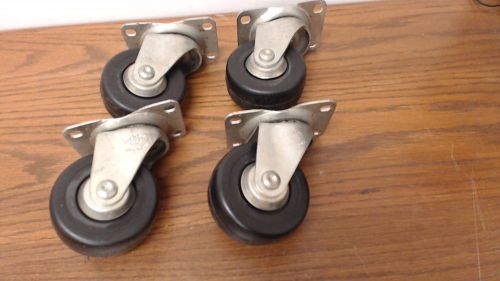 (4) Vintage Industrial Sea Foam Green 3&#034; Swivel/Rigid NOELTING FAULTLESS Casters