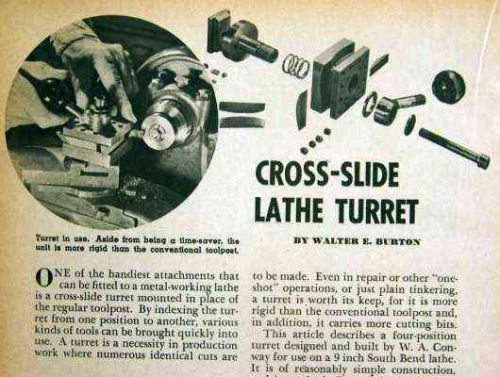 Cross Slide TOOL POST TURRET 4 way How-To build PLANS