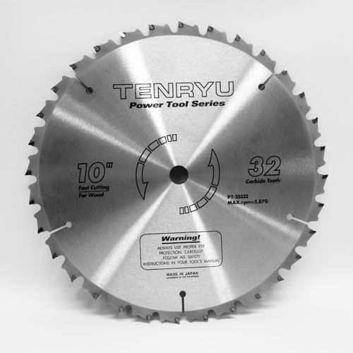 Tenryu Saw Blade 10&#034; x 5/8&#034; 32 Teeth Fast Cutting Wood Miter Saw Blade