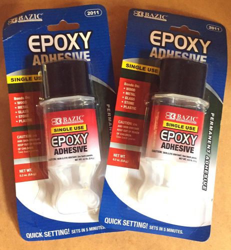 LOT of 2 ~ Bazic Epoxy Permanent Adhesive ~ Single Use #2011 ~ 0.2oz (5.6g)