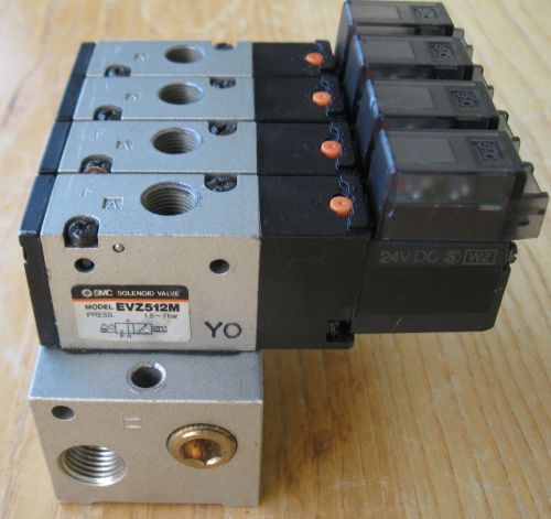 SMC solenoid valve  evz512m complet  4pcs  + manifold