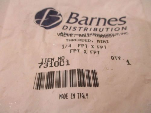 BARNES 731001 BALL VALVE THREADED MINI *NEW IN FACTORY BAG*