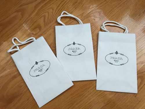 New Prada White Shopping Gift Bags Three Units