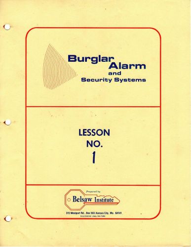 Belsaw Home Study Course For Burglar Alarm &amp; Security Systems