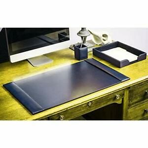 Navy Blue 3-Piece Leather Desk Set Bonded Leather