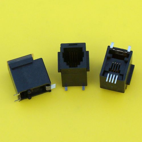 10x VS-J44V-SMT-SP 4P4C MODULAR JACK UNSHIELDED BLACK PLASTIC VERTICAL SMD SMT †