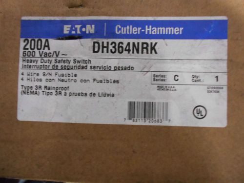NEW EATON CUTLER HAMMER FUSIBLE SAFETY SWITCH 200 AMP 600 VOLT DH364NRK FITTY