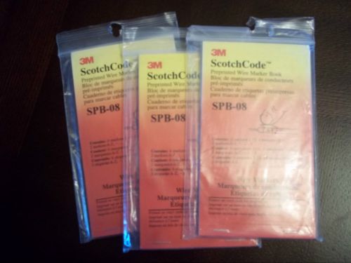 Lot of 3 3M ScotchCode Preprinted Wire Marker Book SPB-08