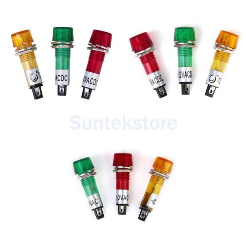 3Set Red Yellow Green 12V/24V/110V AC/DC Power Signal Indicator PILOT LIGHT BULB