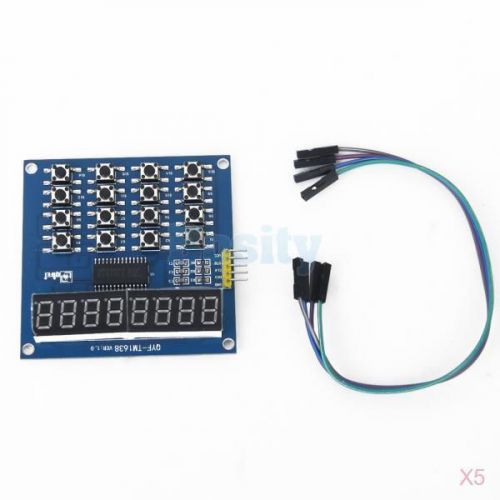 5x 8 Bits LED Digital Tube Key TM1638 Module 16 keys 8 Grade Brightness Control