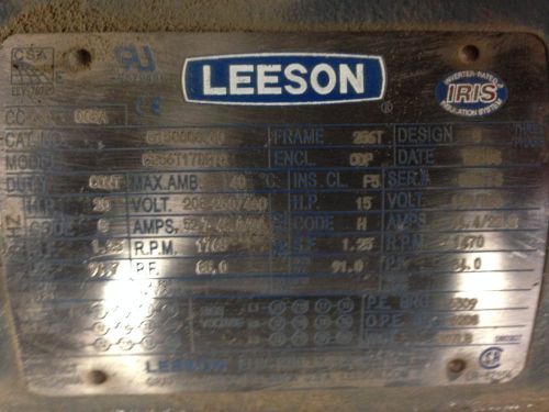 20 Hp, 1765 RPM, 256T, TEFC, Leeson