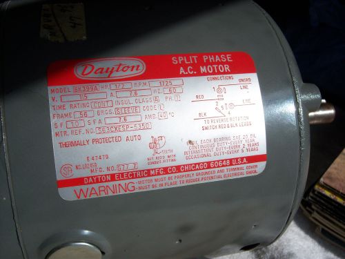 dayton split phase ac motor 1/2 hp 6k399a