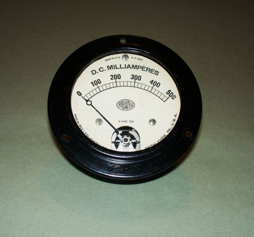 Vintage roller smith d.c. 0-500 milliampere analog panel meter  usa for sale