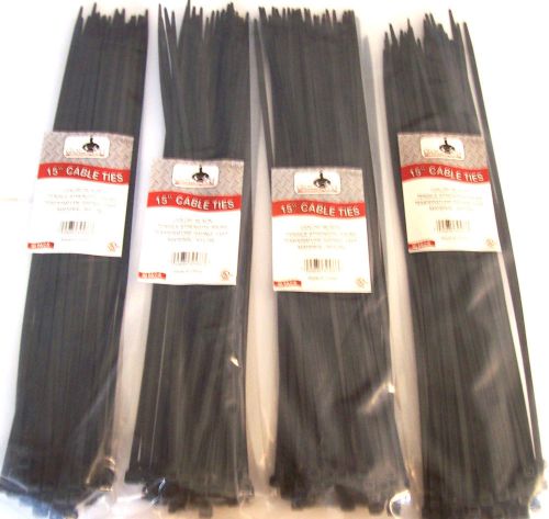 200 GOLIATH INDUSTRIAL 15&#034; BLACK WIRE CABLE ZIP TIES NYLON TIE WRAPS WHOLESALE