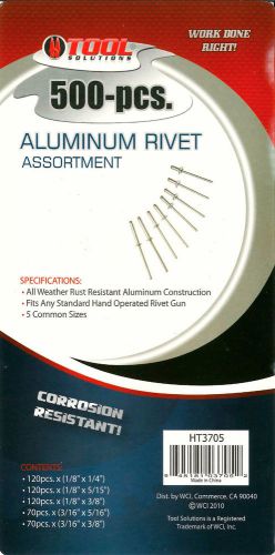 500pc Aluminum Rivet Assortment Set HT3705 Tool Solutions