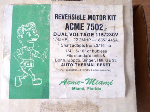 Acme Reversible Ball Bearing Motor Kit Part No.7502 ~ Brand New in Box w/Paperwk