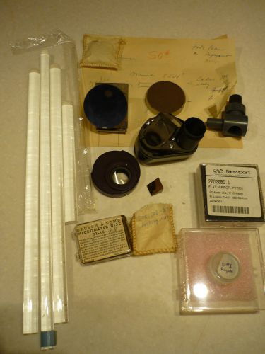 Lens lot of 15 Parts Newport mirror, glass rods, microscope parts Leitz Wetzlar