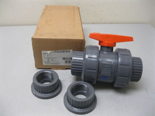 1-1/2&#034; Nibco Chemtrol PVC SOC / THD Ball Valve U45TB V NEW G17 (1718)