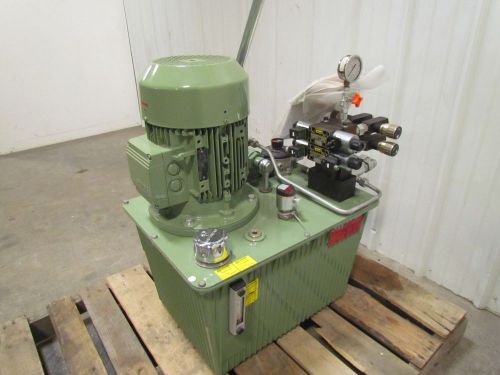 Hydropa Power Unit 7.4HP 460V Motor 2 Valves 4 1/2&#034; NPT Flow Controls Hand Pump