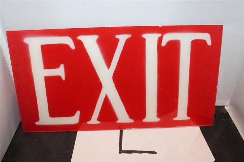 Vintage industrial mid century glass exit sign reverse painted red white nice #6 for sale