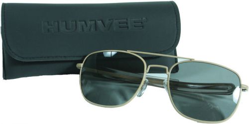 Humvee HMV57BTAN Desert Khaki Metal Framed/Grey Lens Pilot Sunglasses 57Mm