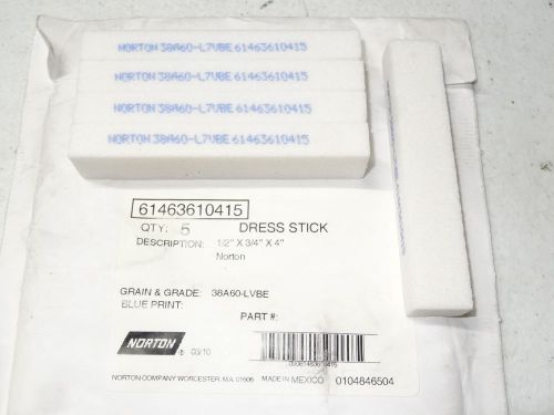 5 new NORTON 1/2&#034; x 3/4&#034; x 4&#034; Square White Dressing Sticks 38A60-LVBE 10415