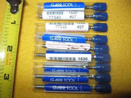 Garr Tool #77340 (.1440) #27 1&#034; x 2.06&#034; 2Flute Carbide Stub Drills Lot of 9