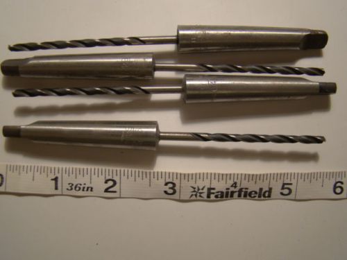 Set of 4 Whitman &amp; Barnes 9/64 NOS Taper Shank High Speed Drills